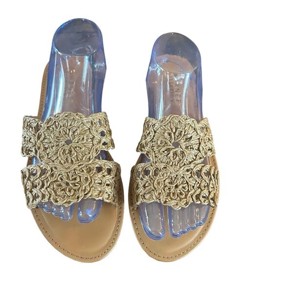 Journee Collection Lissia Woven Fabric Sandals Slip On Double Band NEW Size 10 - Picture 3 of 11